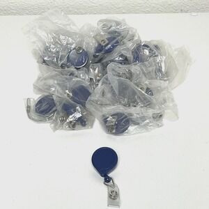 31 Blue Retractable Badge Reels ID Holder Alligator Clips Keychain‎ Cord 1"